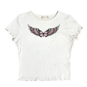 Altar'd State Baby Tee Shirt with Angel Wings Graphic